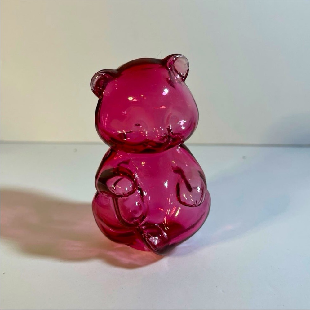 RARE Fenton Cranberry Hollow Bear 5151 CC c1974 Ruby Pure Gold Crystal